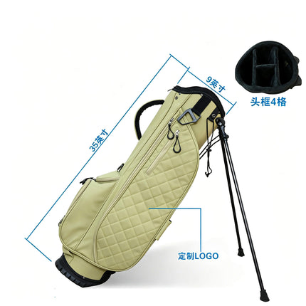 eliteshine n02 pu golf bag in beige with two kickstand and 4 way through for clubs