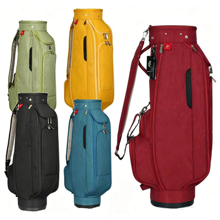 Eliteshine waterproof nylon golf stand bag in five colors — olive, black, yellow, teal and red