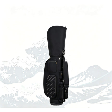 Eliteshine 5-way nylon golf stand bag in black with shoe pocket and multiple zippered pockets, back