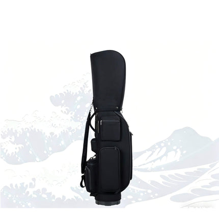 Eliteshine 5-way nylon golf stand bag in black with shoe pocket and multiple zippered pockets, lifestyle