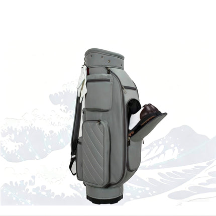 Eliteshine 5-way nylon golf stand bag in gray with shoe pocket and multiple zippered pockets