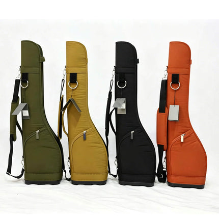 Eliteshine lightweight waterproof nylon golf sunday bag in four colors: army green, tan, black, and burnt orange
