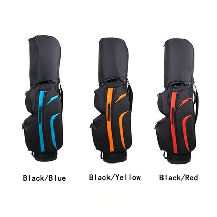 Eliteshine 14-way padded mesh club divider top view  golf cart bag with rain hood in bllue orange and red
