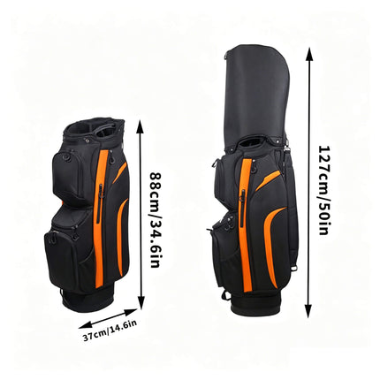Eliteshine golf cart bag dimensions — 37×88cm without hood, 37×127cm with rain hood extended