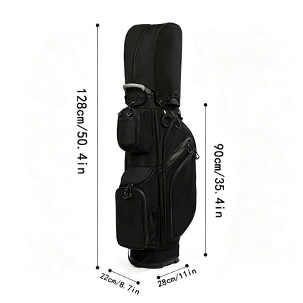 Eliteshine golf stand bag dimensions — 22×28×90cm without hood, 128cm with rain hood extended