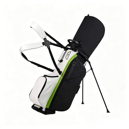 Eliteshine 14-way waterproof polyester golf stand bag with dual shoulder harness and built-in kickstand in white-green two-tone