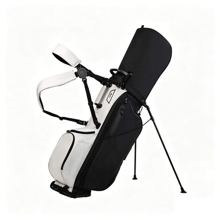 Eliteshine 14-way waterproof polyester golf stand bag with dual shoulder harness and built-in kickstand in white-black two-tone