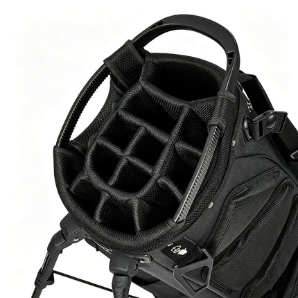 Eliteshine 14-way polyester golf stand bag top view in black