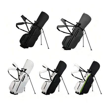 Eliteshine 14-way golf stand bag in five colors: white, black, dark gray, white-black two-tone, and black-green two-tone