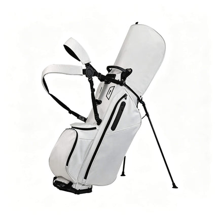 Eliteshine 14-way golf stand bag top view showing full club divider grid with dual shoulder harness in white