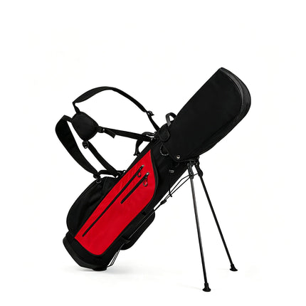 Eliteshine 5-way waterproof polyester golf stand bag in black and red with dual shoulder straps and built-in kickstand legs