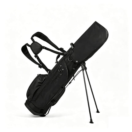 Eliteshine 5-way waterproof polyester golf stand bag in black with dual shoulder straps and built-in kickstand legs