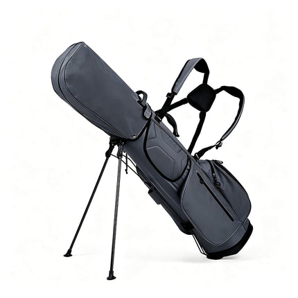 Eliteshine 5-way waterproof polyester golf stand bag left side view in gray with dual shoulder straps and built-in kickstand legs