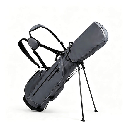 Eliteshine 5-way waterproof polyester golf stand bag in gray with dual shoulder straps and built-in kickstand legs