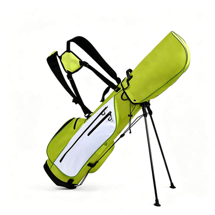Eliteshine 5-way waterproof polyester golf stand bag in green and white with dual shoulder straps and built-in kickstand legs