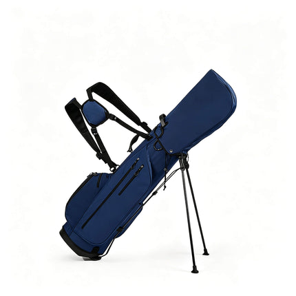 Eliteshine 5-way waterproof polyester golf stand bag in navy blue with dual shoulder straps and built-in kickstand legs