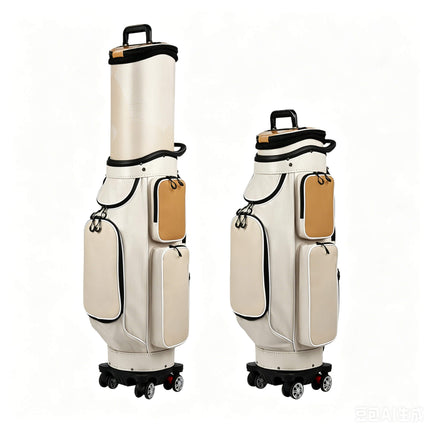 Eliteshine golf travel bag showing retractable height — 88cm collapsed and 125cm extended with 4-swivel spinner wheels