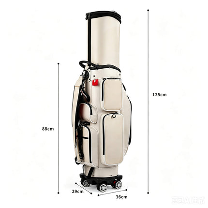 Eliteshine golf travel bag dimensions — 29×36cm base, 88cm collapsed to 125cm extended height