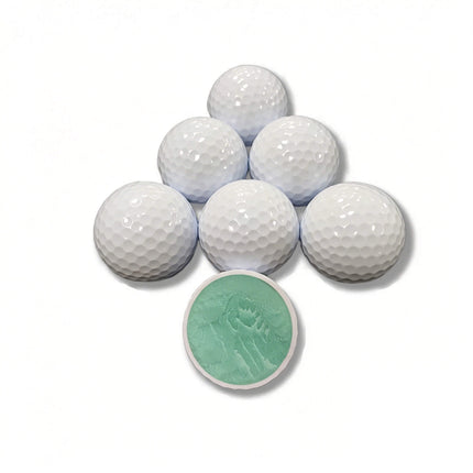 Close-up of Eliteshine 2-piece golf ball dimple pattern, white Surlyn cover, good spin