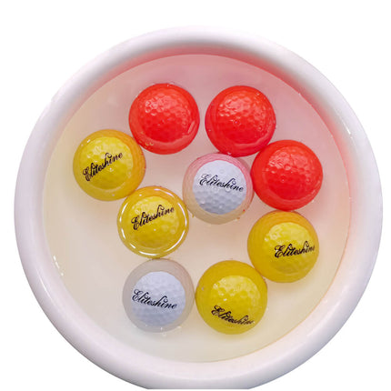 Eliteshine water floating golf balls in color of orange, yellow, white, buoyant design for easy retrieval
