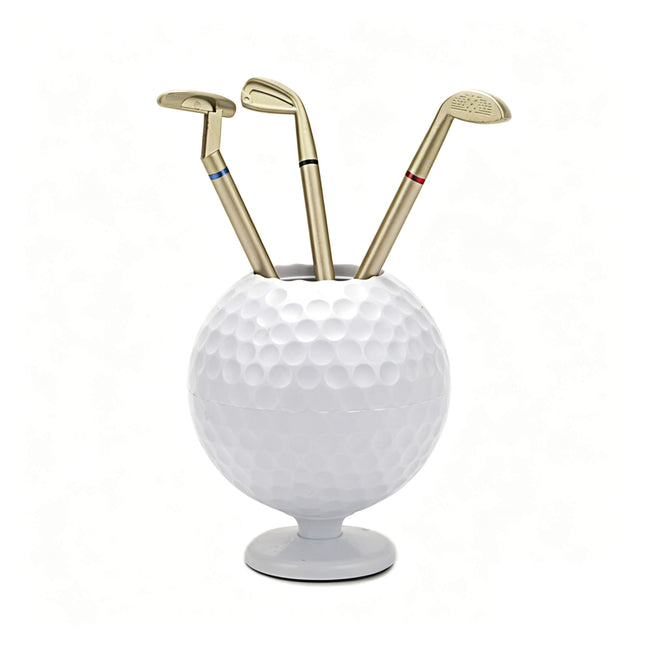 Eliteshine golf gift mj01 display a golf ball shape pen holder and three pens in shape of clubs