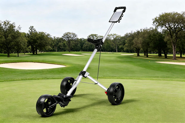 eliteshine 3-wheel manual push golf trolley with swivel front wheel