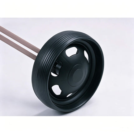 Eliteshine V204 2-wheel golf push pull trolley large spoke rubber wheel close-up showing durable tyre and aluminum frame