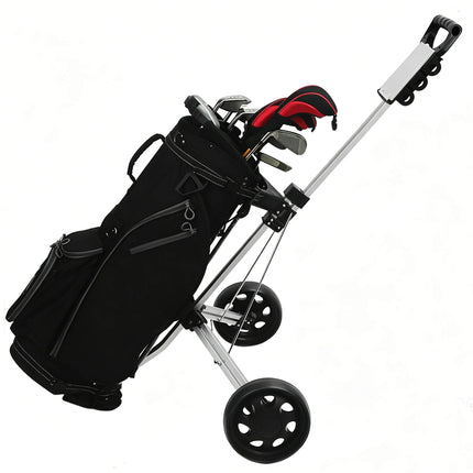 Eliteshine V204 2-wheel golf push cart with comfortable D-shape handle, foldable two wheels, lightweight aluminum alloy frame. 