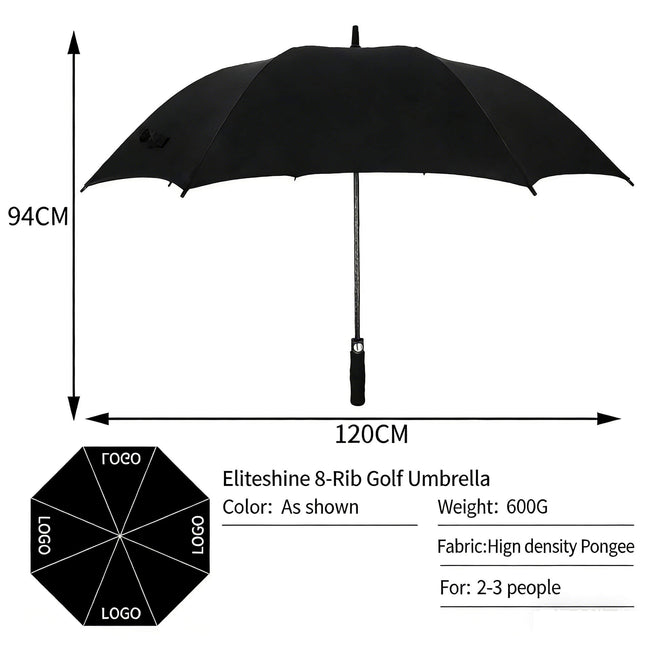 eliteshine golf umbrella diameter 120cm height 94cm in black