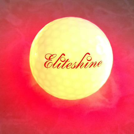 Eliteshine LED light-up golf balls in yellow, orange, impact-activated glow