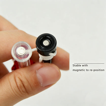 Detail view of Eliteshine T101 golf tee internal magnet and cord retriever attachment system