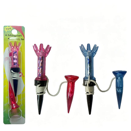 Eliteshine T101 magnetic golf tee retail packaging showing pink and blue sets side by side with product card